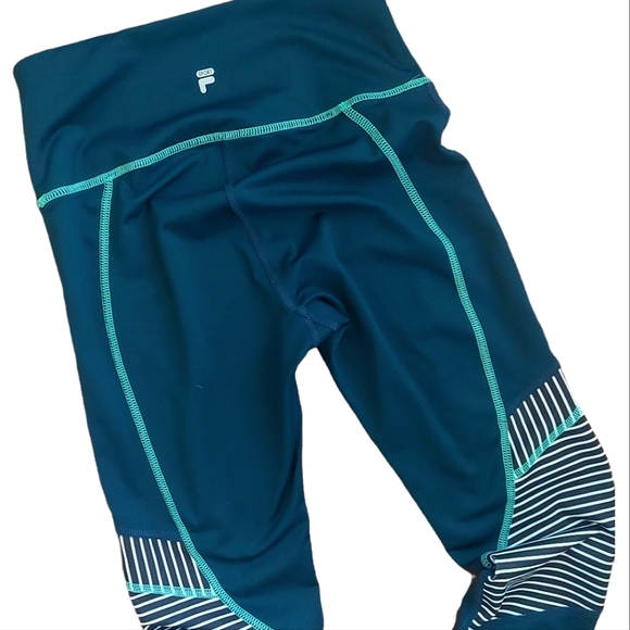 FILA Sport XS workout leggings, green with white piping stripes - Picture 4 of 6